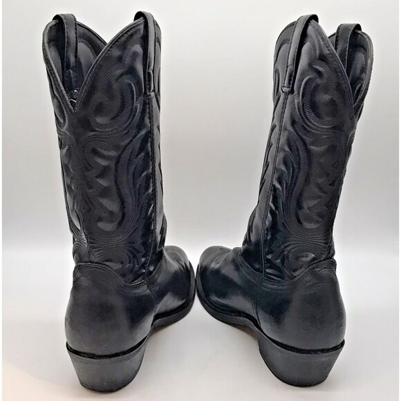 Guide Gear Black Leather 12 " Cowboy Boot Mens 9.5 Western Footwear 5 Row Stitch - Picture 7 of 12